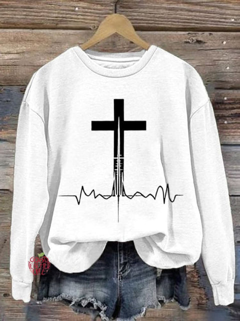 Women's Jesus Cross Print Sweatshirt