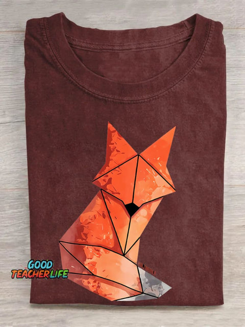 Teecade Geometry Fox Print Classic T-shirt