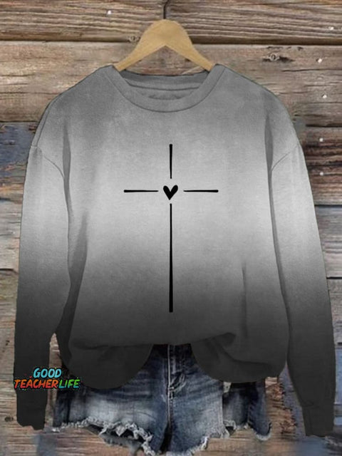 Women's Christian Cross Printed Sweatshirt