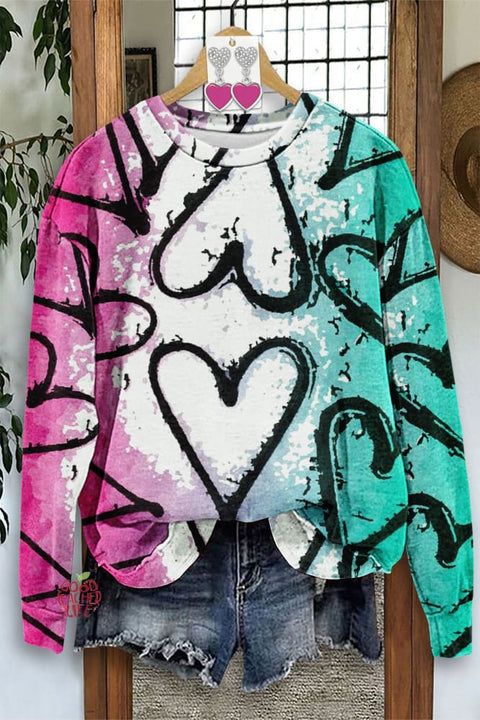 Fresh Heart Printed Sweatshirt