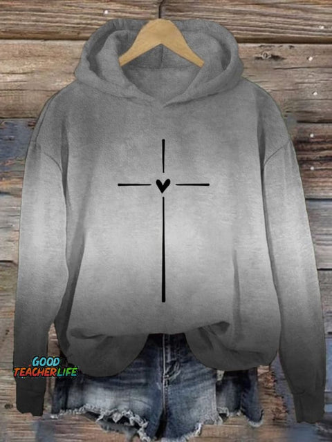 Women's Christian Cross Printed Hoodie