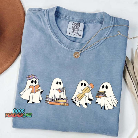 Cute Halloween Ghost Book T-Shirt