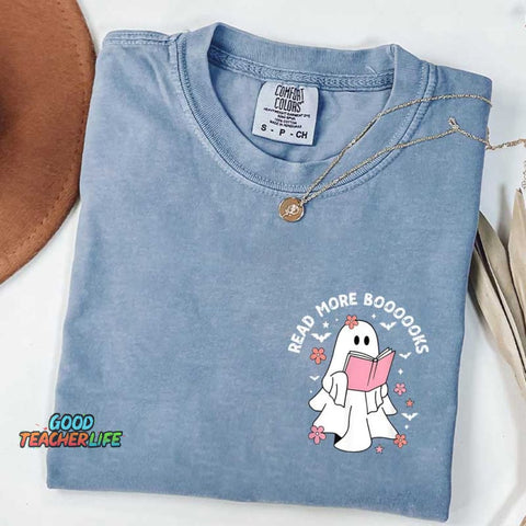 Ghost Reading Books Bookish Halloween T-Shirt