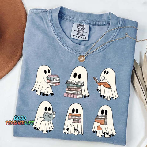 Ghost Reading Books Librarian T-Shirt