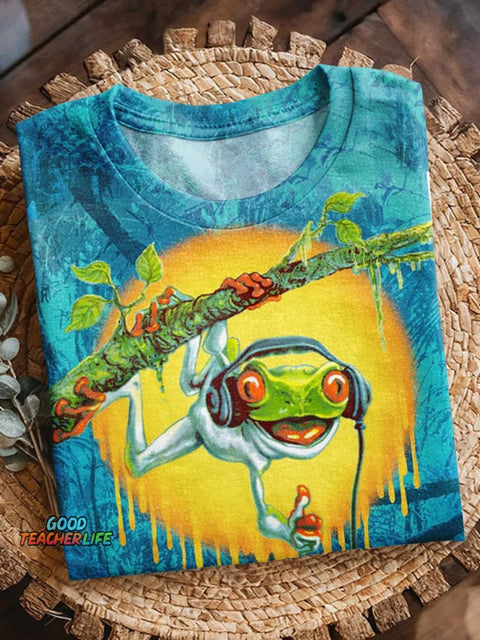 Funny And Cute Frog Print Short Sleeve T-Shirt