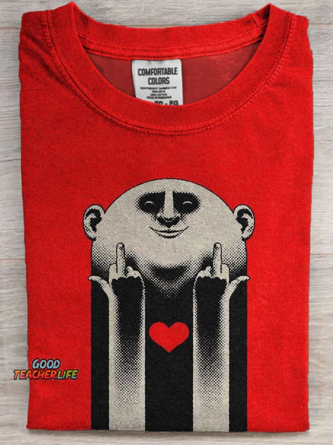 Fun Gesture Print Casual Short Sleeve T-Shirt