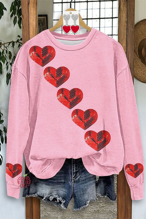 Sweet Heart Print Sweatshirt