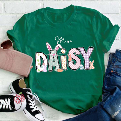 Personalized Name Cute Easter Bunny Teacher T-Shirt