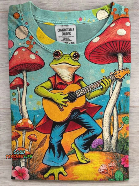 Fantasy Frog Print Casual Short Sleeve T-Shirt