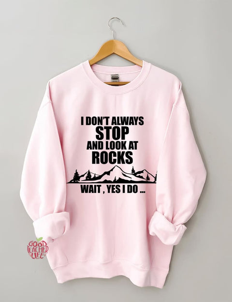 I Don't Always Stop And Look At Rocks Wait Yes I Do Sweatshirt