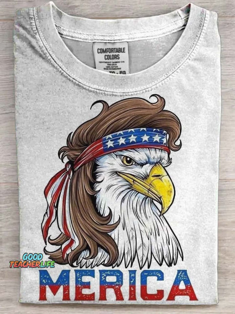 Independence Day Eagle Print Casual Short Sleeve T-Shirt