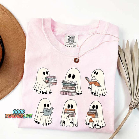 Ghost Reading Books Librarian T-Shirt