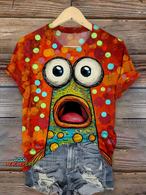 Funny Big Eye Monster Art Print Short Sleeve T-Shirt