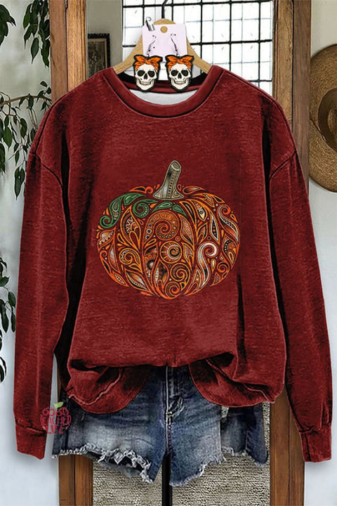 Vintage Perris Floral Halloween Pumpkin Sweatshirt