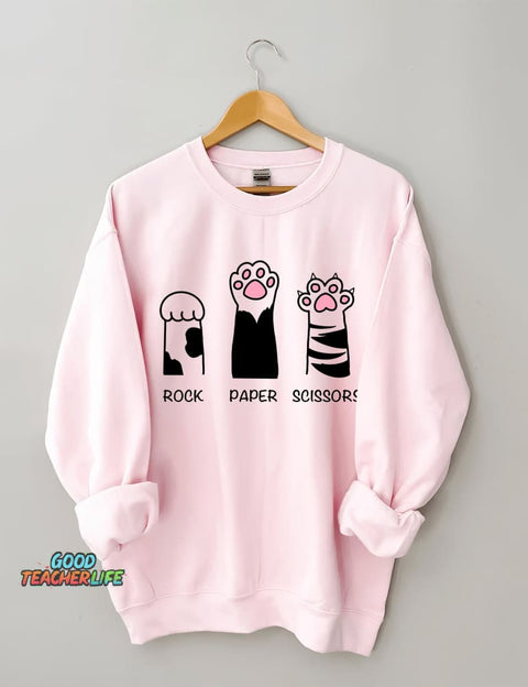 Rock Paper Scissors Cat Sweatshirt