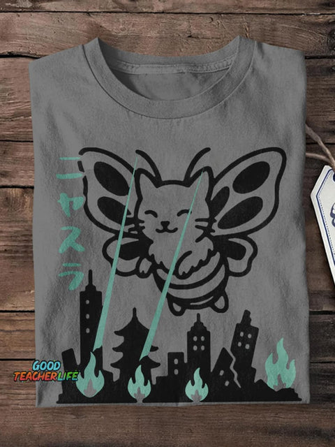 Funny Cat Art Print Short Sleeve T-Shirt