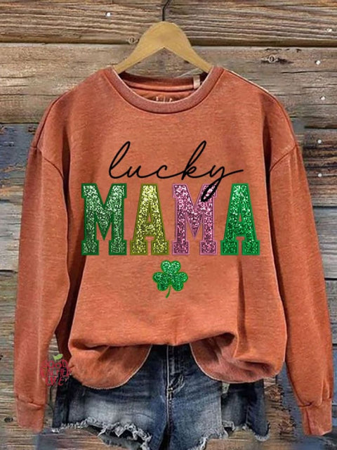 Women's St. Patrick's Day Luck MAMA Printed Sweatshirt