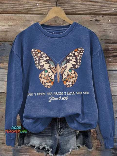 Women's Casual Jeremiah 29 11, For I Know the Plans I Have For You Print Long Sleeve Sweatshirt