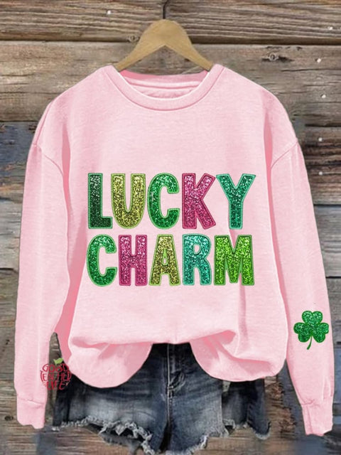 Women'S Lucky Charm Clover St Patrick's Day Print Casual Sweatshir