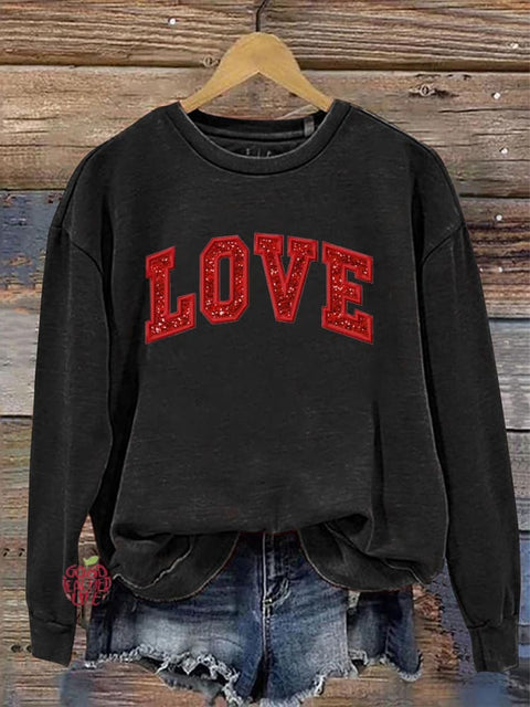 Valentine'S Day Love Pattern Crew Neck Sweatshirt