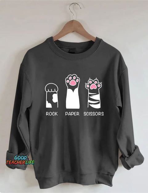 Rock Paper Scissors Cat Sweatshirt