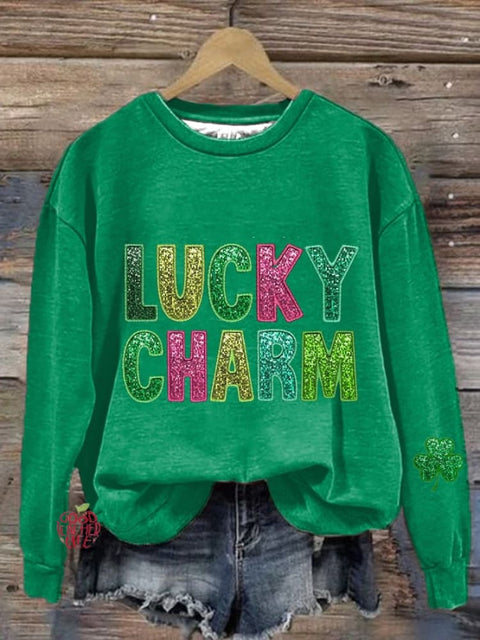 Women'S Lucky Charm Clover St Patrick's Day Print Casual Sweatshir