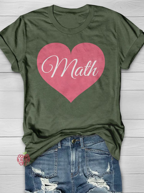 Math Heart Print Short Sleeve T-shirt