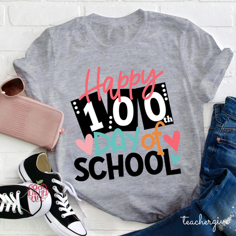 Happy 100th Day Of School Cards Teacher T-Shirt