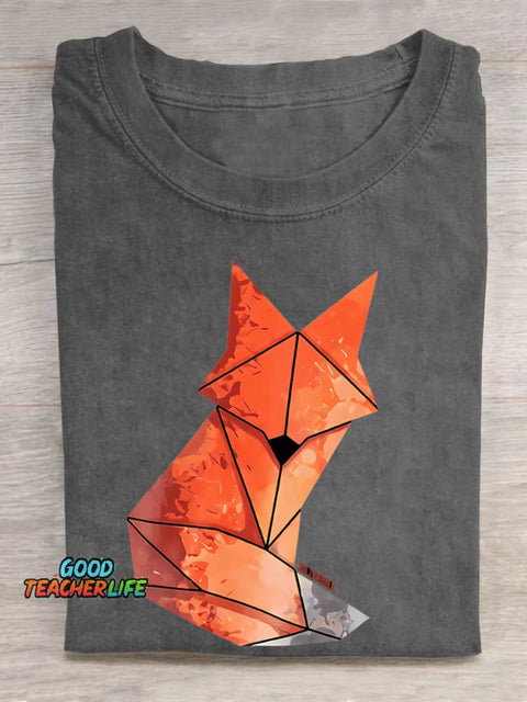 Teecade Geometry Fox Print Classic T-shirt