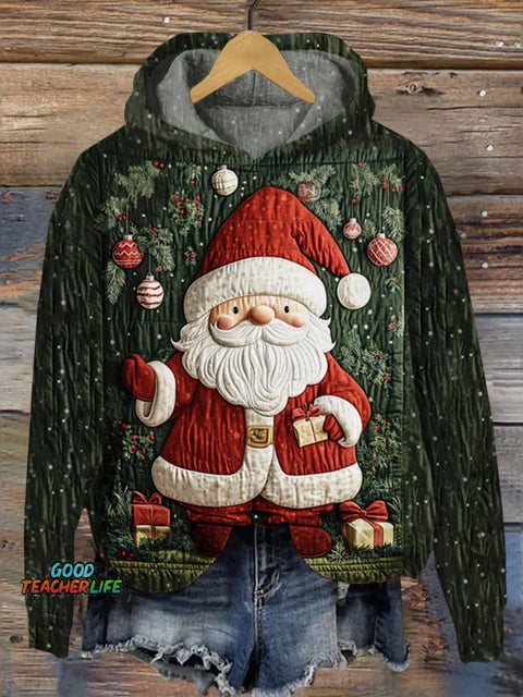 Winter Santa Art Print Casual Hoodie