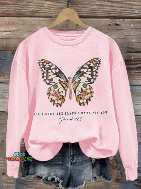 Women's Casual Jeremiah 29 11, For I Know the Plans I Have For You Print Long Sleeve Sweatshirt