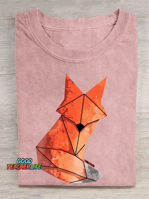 Teecade Geometry Fox Print Classic T-shirt