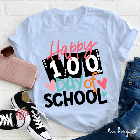 Happy 100th Day Of School Cards Teacher T-Shirt