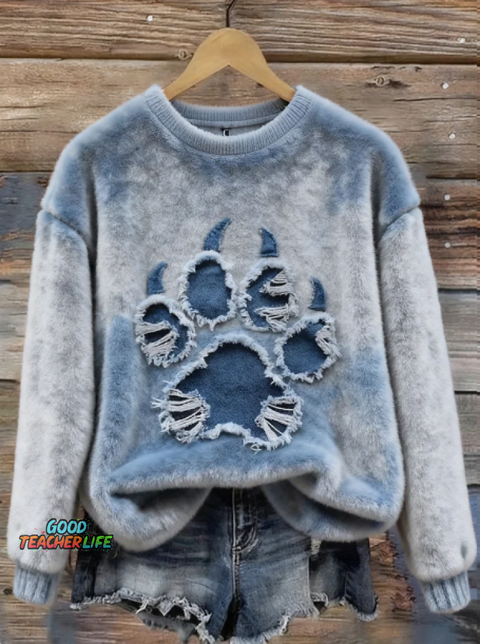 Funny Cute Cat's Paw Art Casual Cotton Sweatshirt