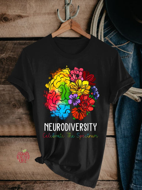 Neurodiversity Celebrate The Spectrum Print T-Shirt