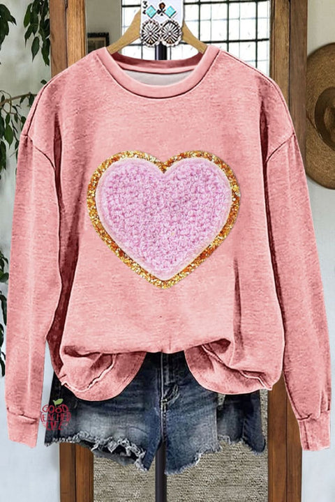 Classic Contrast Heart Valentine's Day Sweatshirt