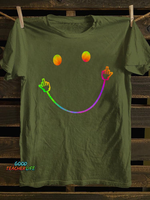 Pupiloves A Smiley Face with The Middle Finger At The Corner of The Mouth T-shirt