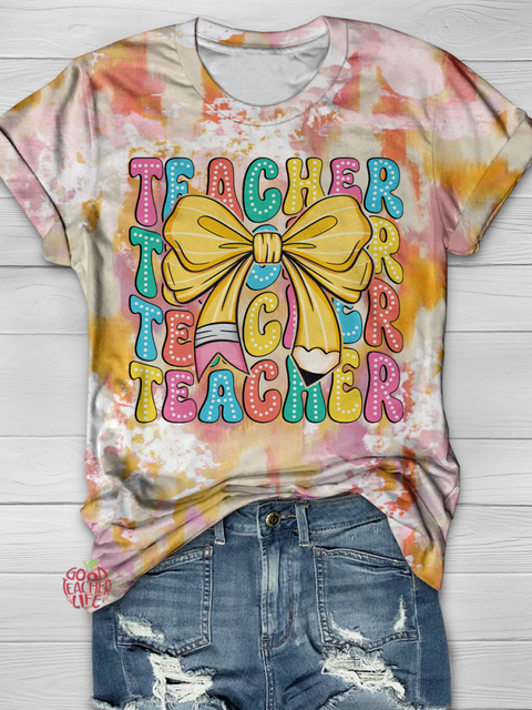 Teacher Pencil Bow Full Print T-shirt