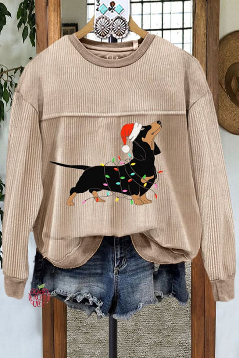 Classic Corduroy Christmas Dachshund Sweatshirt