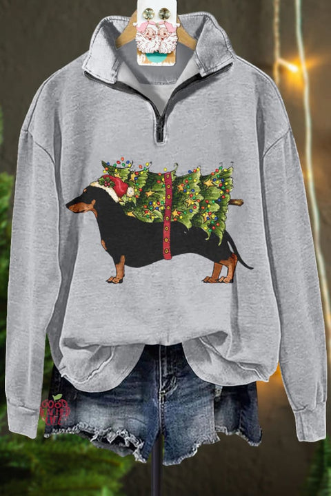 Classic Contrast Christmas Dachshund Sweatshirt