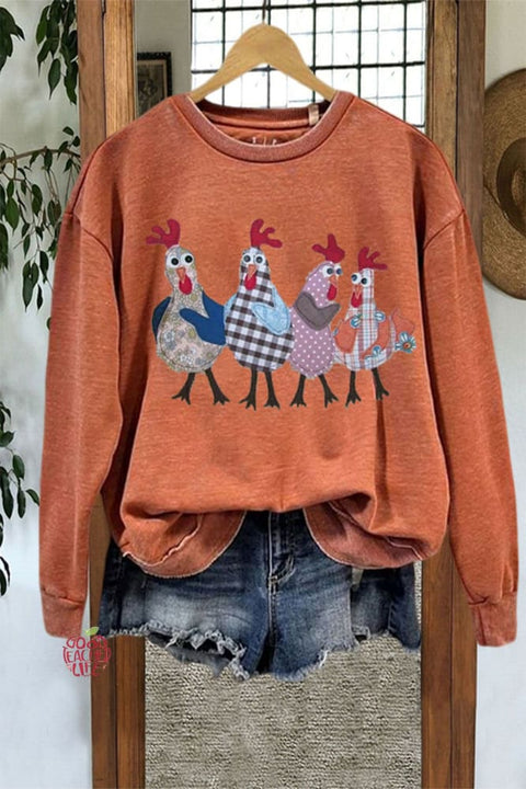 Funny Chicken Art Pattern Print Sweatshirt