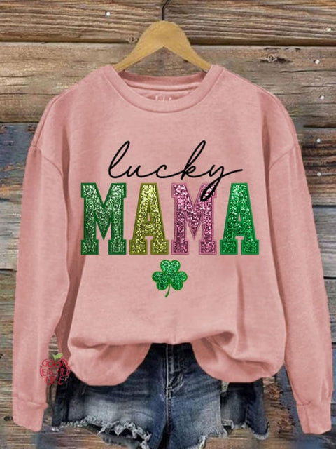 Women's St. Patrick's Day Luck MAMA Printed Sweatshirt