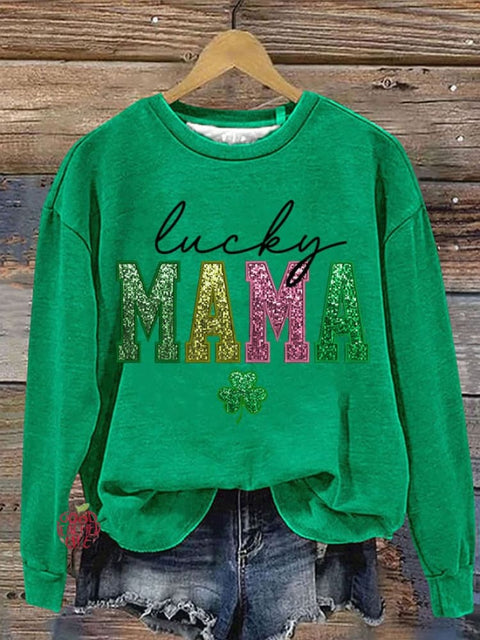 Women's St. Patrick's Day Luck MAMA Printed Sweatshirt