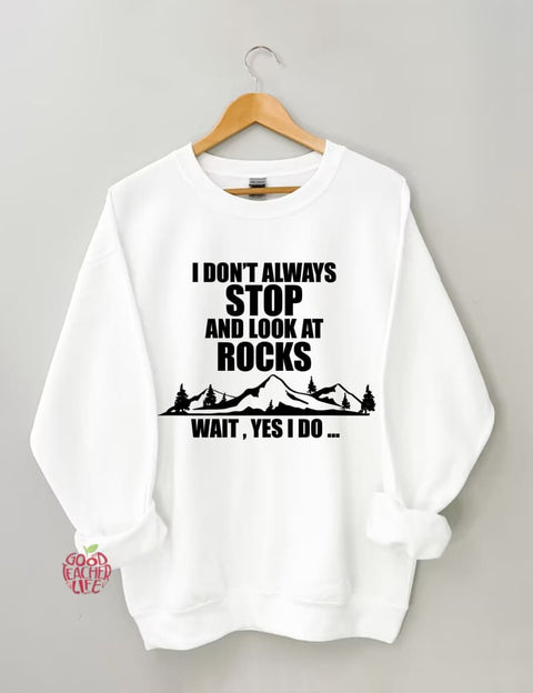 I Don't Always Stop And Look At Rocks Wait Yes I Do Sweatshirt