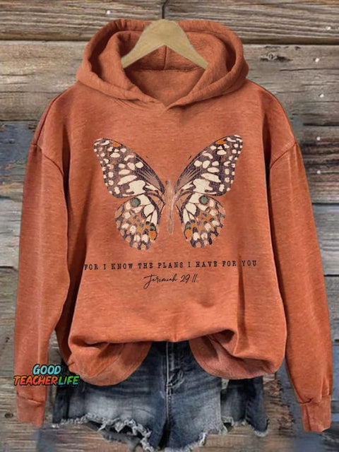 Women's Casual Jeremiah 29 11, For I Know the Plans I Have For You Print Hoodie Long Sleeve Sweatshirt
