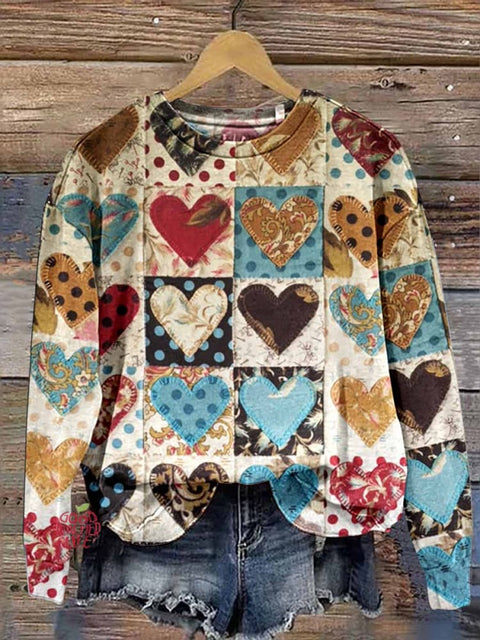 Women's Valentine's Day Heart Print Casual Sweater