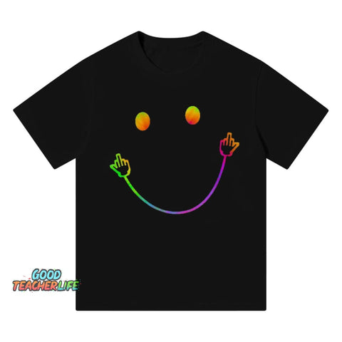 Pupiloves A Smiley Face with The Middle Finger At The Corner of The Mouth T-shirt