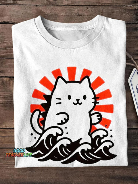 Funny Cat Art Print Short Sleeve T-Shirt