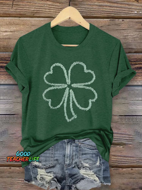 St. Patrick's Day Shamrock Print Crew Neck Short Sleeve T-Shir