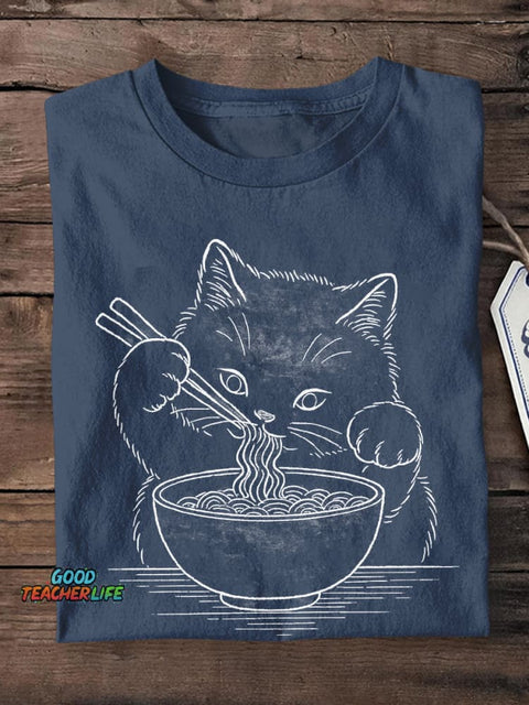 Funny Cat Art Print Short Sleeve T-Shirt